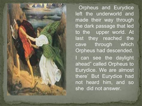 The falling action in orpheus. .
